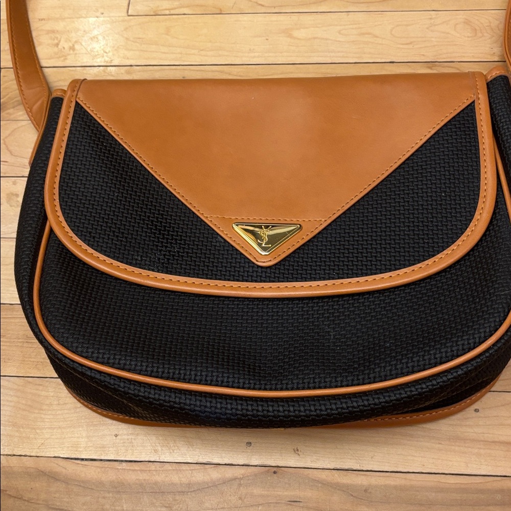 Yves Saint Laurent Tan and Black Crossbody Bag Authentic price firm